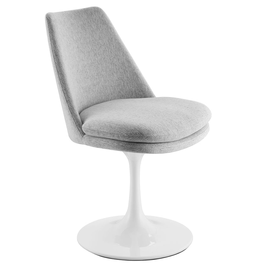 Lumen Swivel Dining Upholstered Side Chair in White Light Gray
