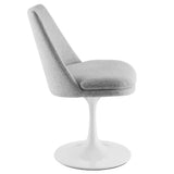 Lumen Swivel Dining Upholstered Side Chair in White Light Gray