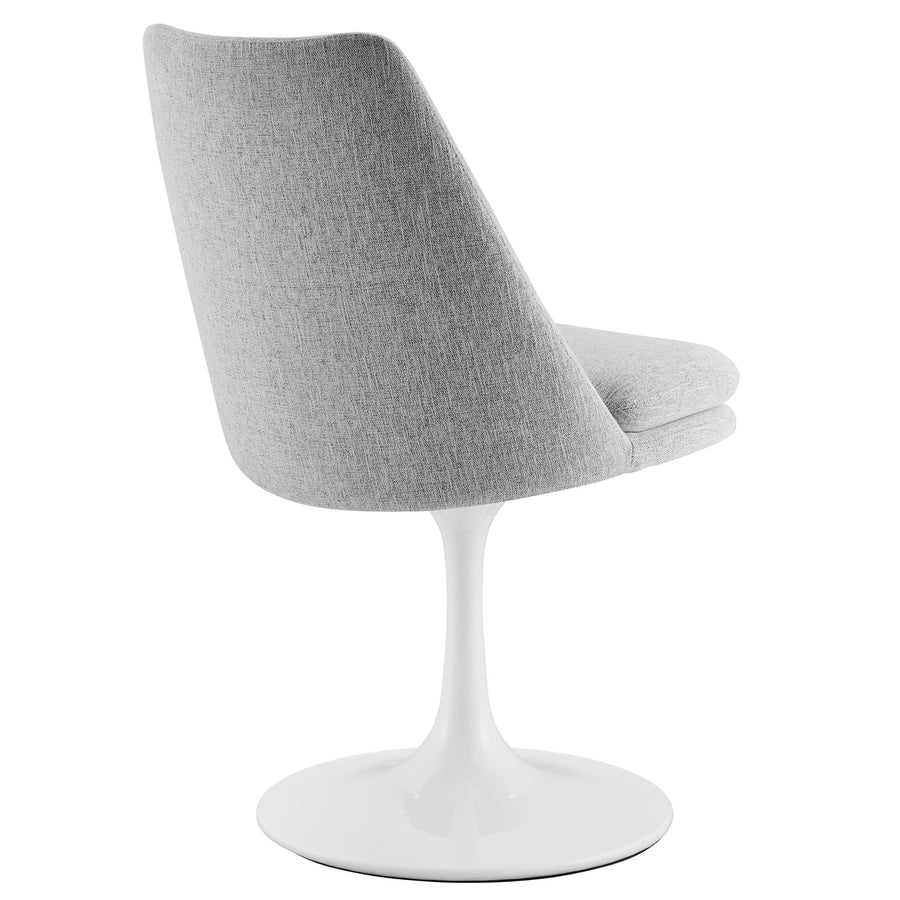 Lumen Swivel Dining Upholstered Side Chair in White Light Gray
