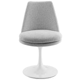 Lumen Swivel Dining Upholstered Side Chair in White Light Gray