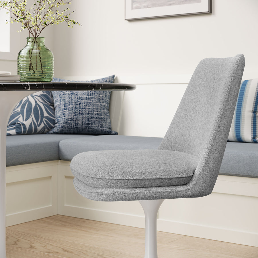 Lumen Swivel Dining Upholstered Side Chair in White Light Gray