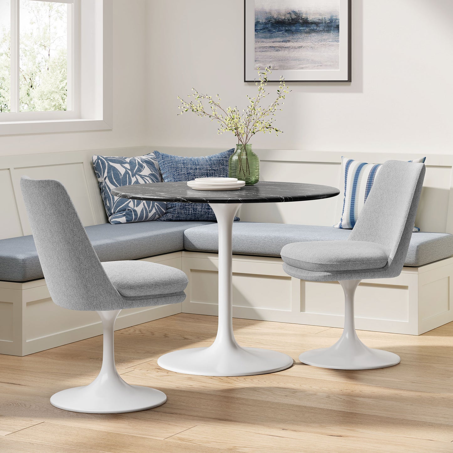 Lippa Swivel Dining Upholstered Side Chair by Furniture For America