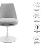 Lumen Swivel Dining Upholstered Side Chair in White Light Gray