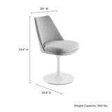 Lumen Swivel Dining Upholstered Side Chair in White Light Gray