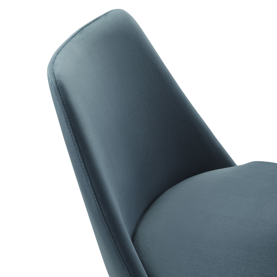Lumen Swivel Dining Performance Velvet Side Chair in White Cadet Blue