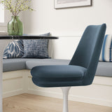 Lumen Swivel Dining Performance Velvet Side Chair in White Cadet Blue