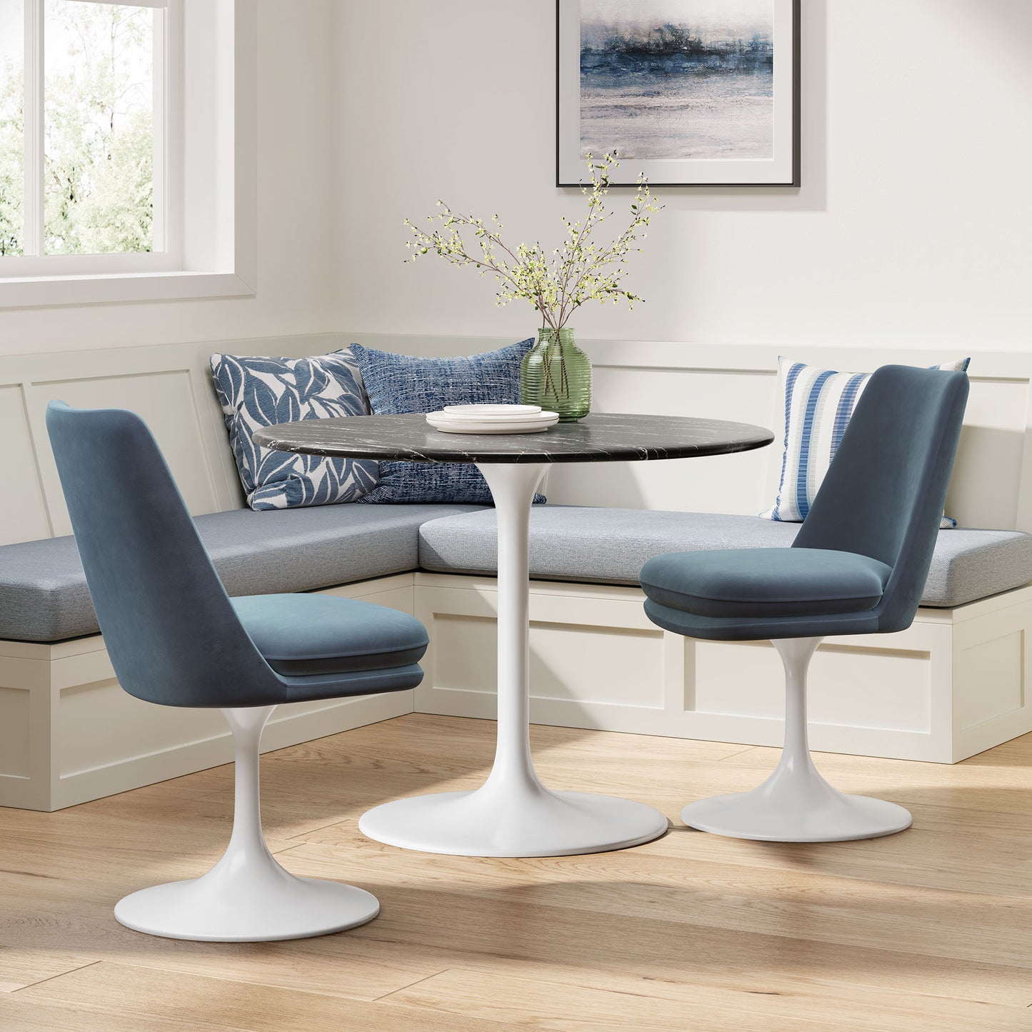 Lippa Swivel Dining Performance Velvet Side Chair by Furniture For America