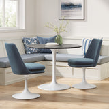 Lumen Swivel Dining Performance Velvet Side Chair in White Cadet Blue