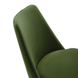 Lumen Swivel Dining Performance Velvet Side Chair in White Moss Green