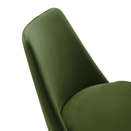 Lippa Swivel Dining Performance Velvet Side Chair in White Moss Green