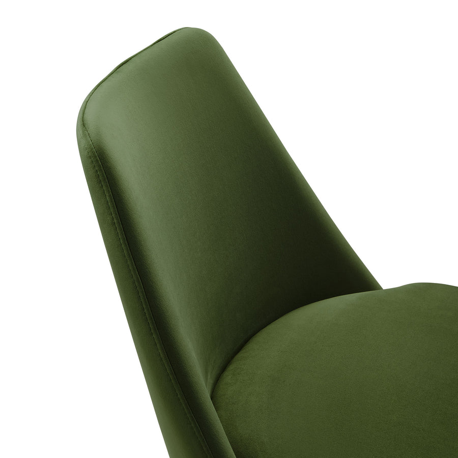 Lumen Swivel Dining Performance Velvet Side Chair in White Moss Green