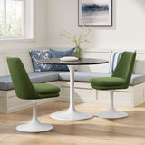 Lumen Swivel Dining Performance Velvet Side Chair in White Moss Green