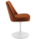 Lumen Swivel Dining Performance Velvet Side Chair in White Rust