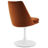 Lumen Swivel Dining Performance Velvet Side Chair in White Rust