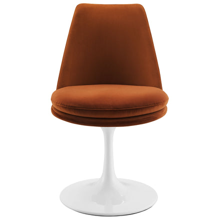 Lippa Swivel Dining Performance Velvet Side Chair in White Rust