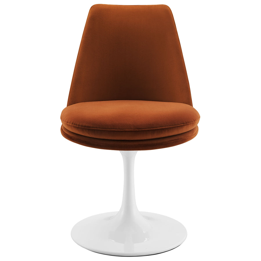 Lumen Swivel Dining Performance Velvet Side Chair in White Rust