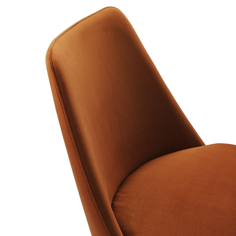 Lumen Swivel Dining Performance Velvet Side Chair in White Rust