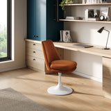 Lumen Swivel Dining Performance Velvet Side Chair in White Rust