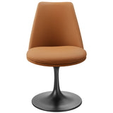 Lumen Swivel Dining Vegan Leather Side Chair in Black Tan