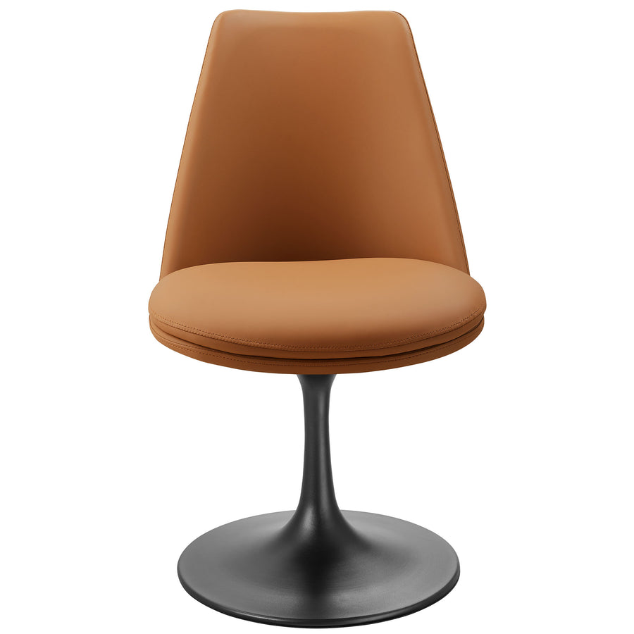 Lumen Swivel Dining Vegan Leather Side Chair in Black Tan