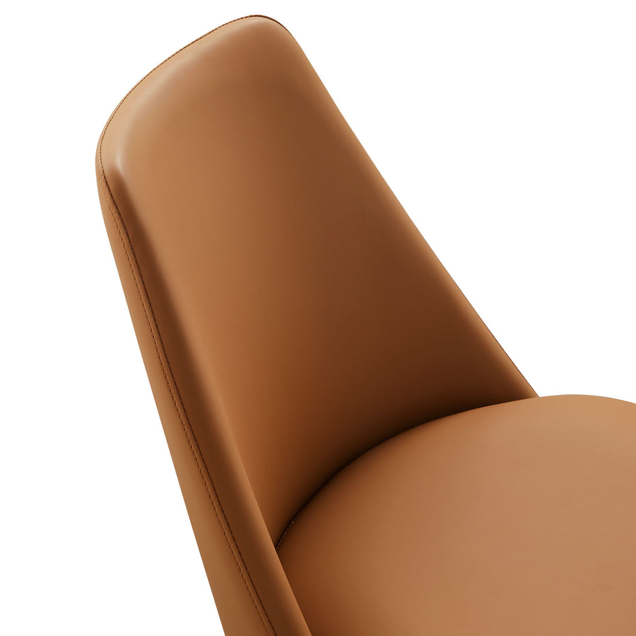 Lumen Swivel Dining Vegan Leather Side Chair in Black Tan