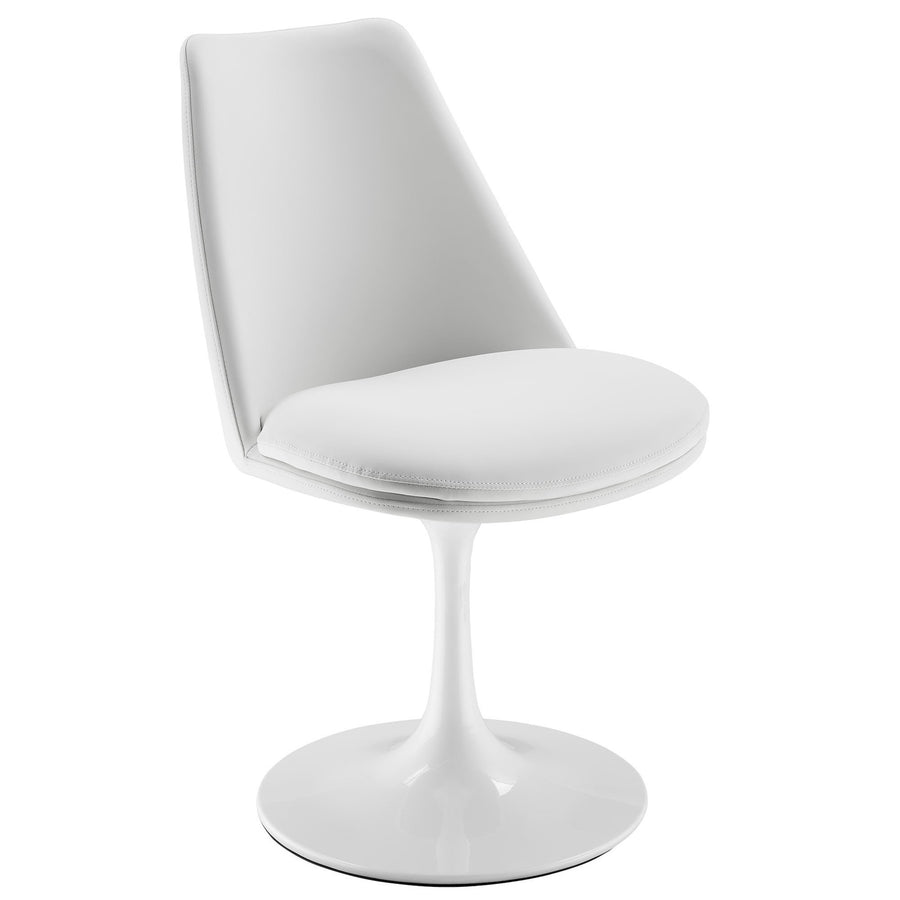Lumen Swivel Dining Vegan Leather Side Chair in White White