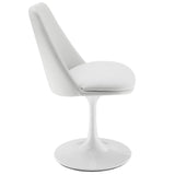 Lumen Swivel Dining Vegan Leather Side Chair in White White
