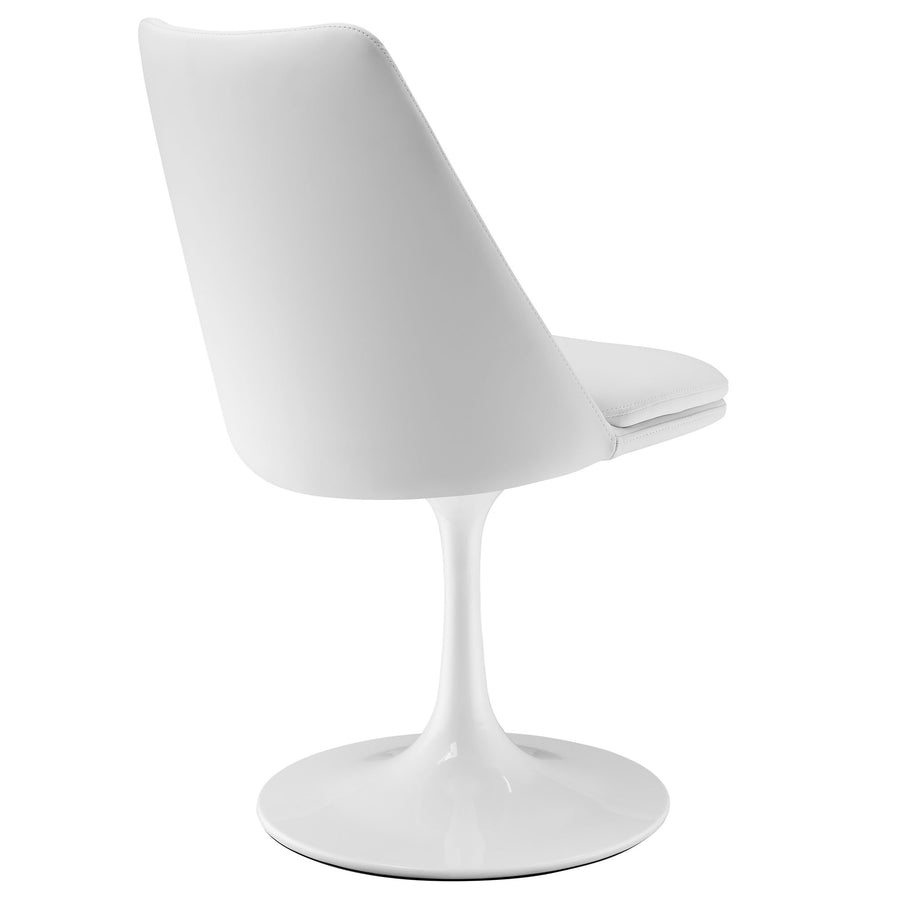 Lumen Swivel Dining Vegan Leather Side Chair in White White