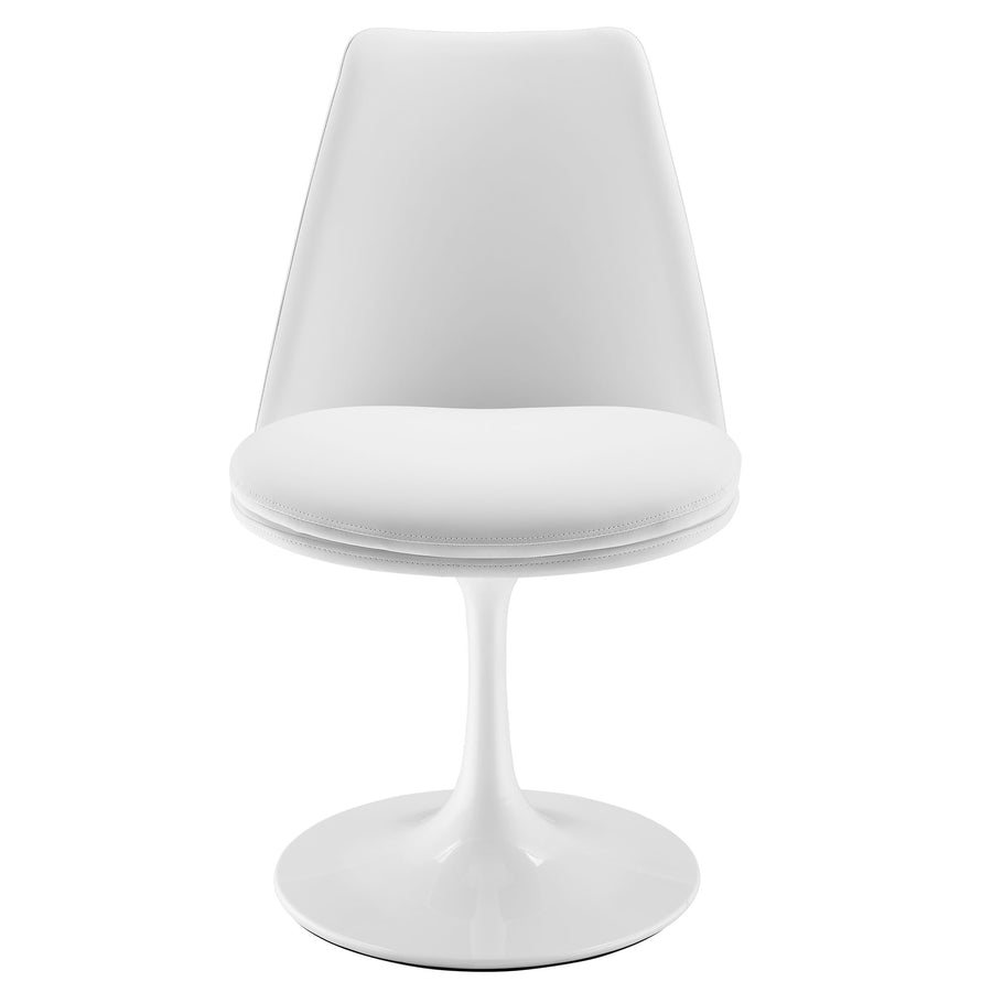 Lumen Swivel Dining Vegan Leather Side Chair in White White