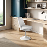Lumen Swivel Dining Vegan Leather Side Chair in White White