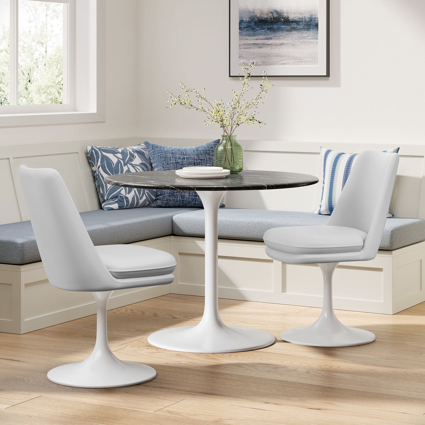 Lippa Swivel Dining Vegan Leather Side Chair by Furniture For America