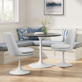 Lumen Swivel Dining Vegan Leather Side Chair in White White