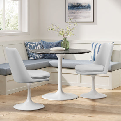 Lippa Swivel Dining Vegan Leather Side Chair by Furniture For America