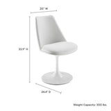 Lumen Swivel Dining Vegan Leather Side Chair in White White