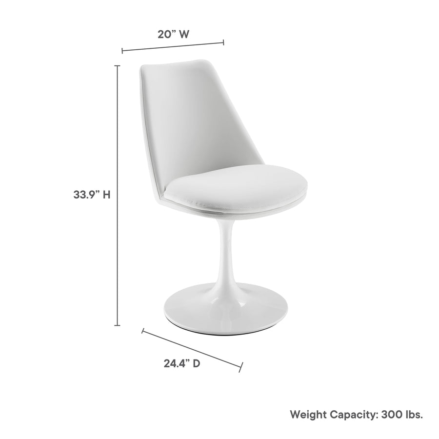 Lumen Swivel Dining Vegan Leather Side Chair in White White