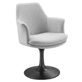 Lumen Swivel Dining Upholstered Armchair in Black Light Gray