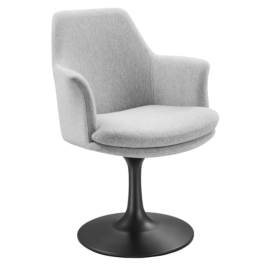 Lumen Swivel Dining Upholstered Armchair in Black Light Gray