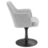 Lumen Swivel Dining Upholstered Armchair in Black Light Gray