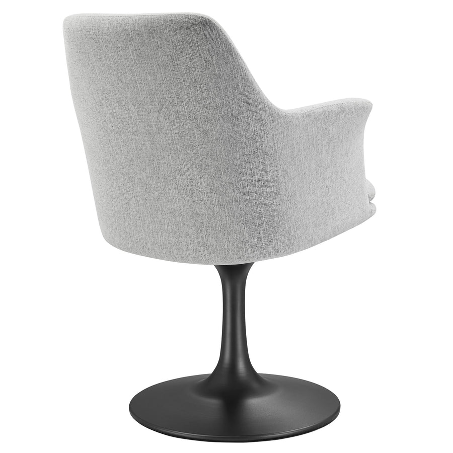 Lumen Swivel Dining Upholstered Armchair in Black Light Gray