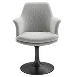 Lumen Swivel Dining Upholstered Armchair in Black Light Gray