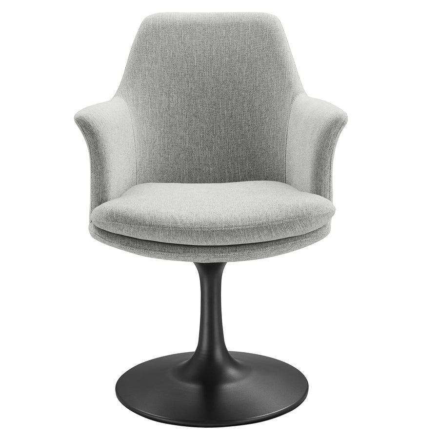 Lumen Swivel Dining Upholstered Armchair in Black Light Gray