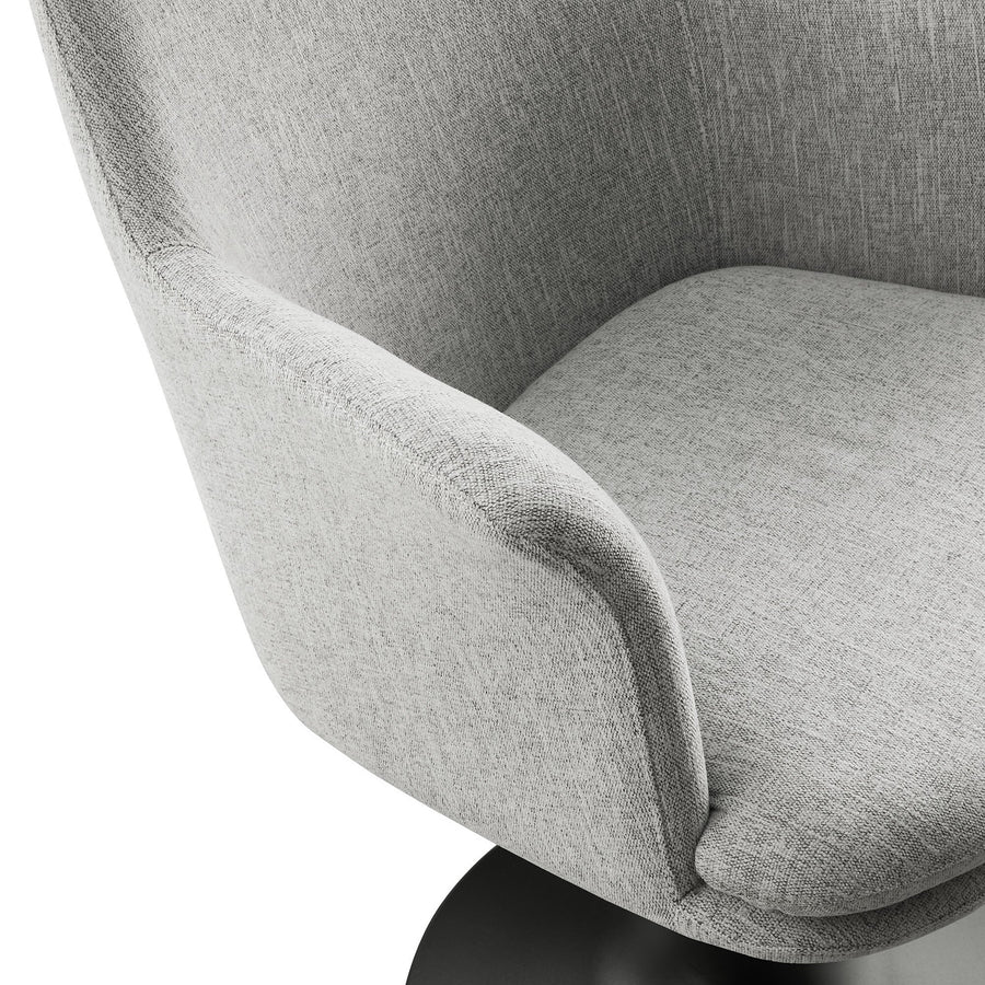 Lumen Swivel Dining Upholstered Armchair in Black Light Gray