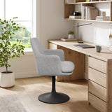 Lumen Swivel Dining Upholstered Armchair in Black Light Gray