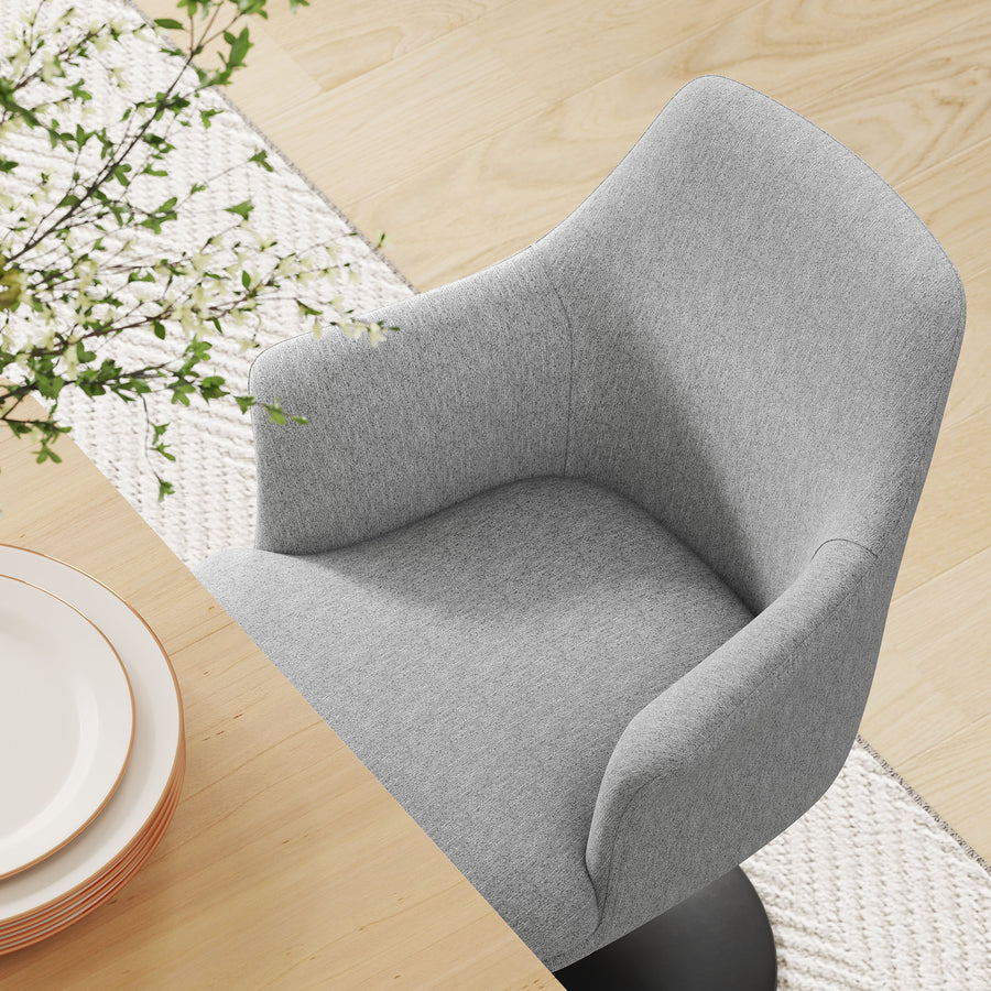 Lumen Swivel Dining Upholstered Armchair in Black Light Gray