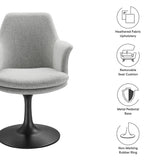 Lumen Swivel Dining Upholstered Armchair in Black Light Gray