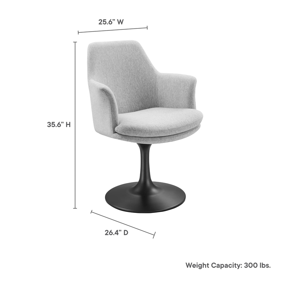 Lumen Swivel Dining Upholstered Armchair in Black Light Gray