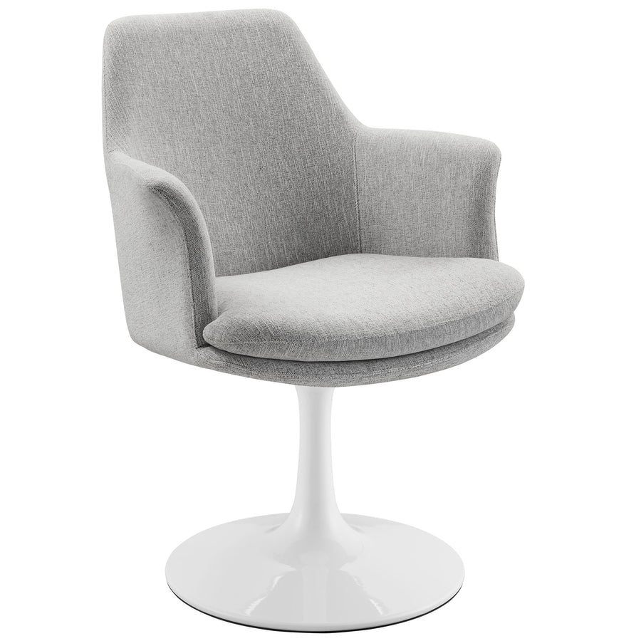 Lumen Swivel Dining Upholstered Armchair in White Light Gray
