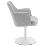 Lumen Swivel Dining Upholstered Armchair in White Light Gray