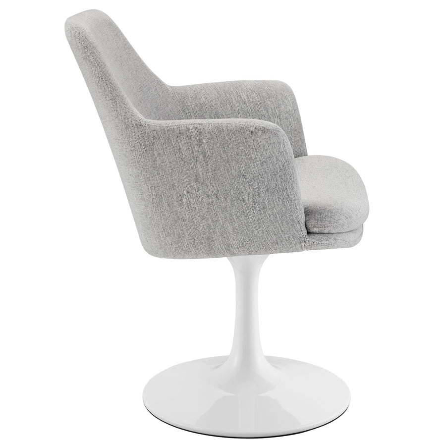 Lumen Swivel Dining Upholstered Armchair in White Light Gray