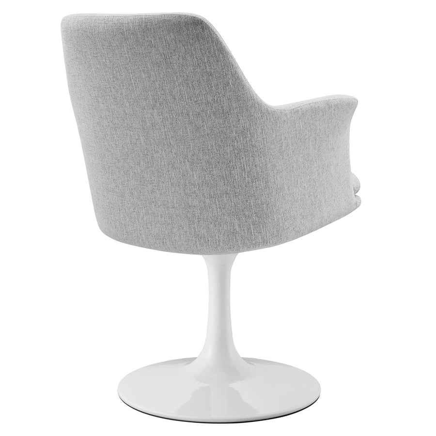 Lumen Swivel Dining Upholstered Armchair in White Light Gray